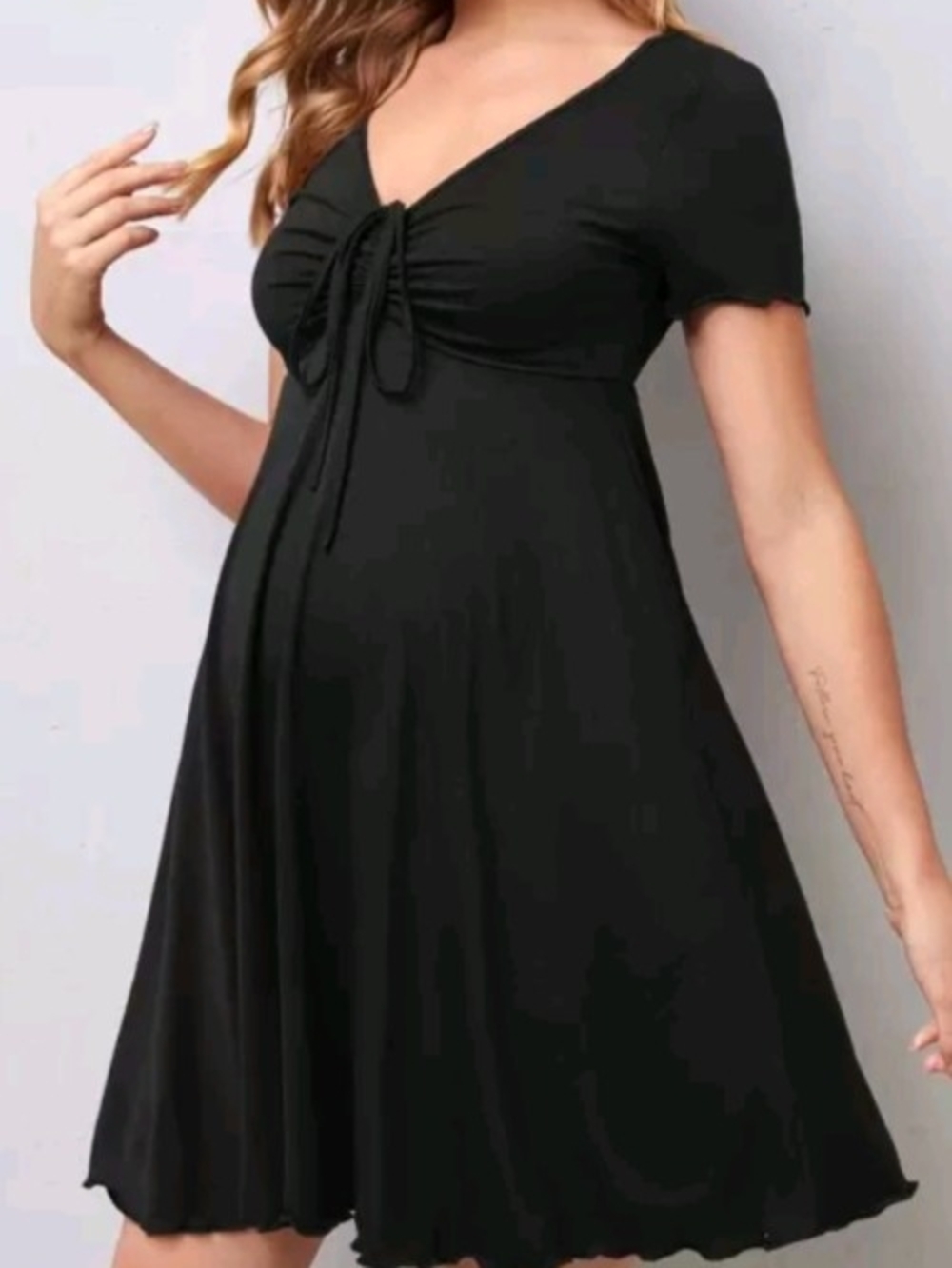 SHEIN Black Tie-Front Mini Dress